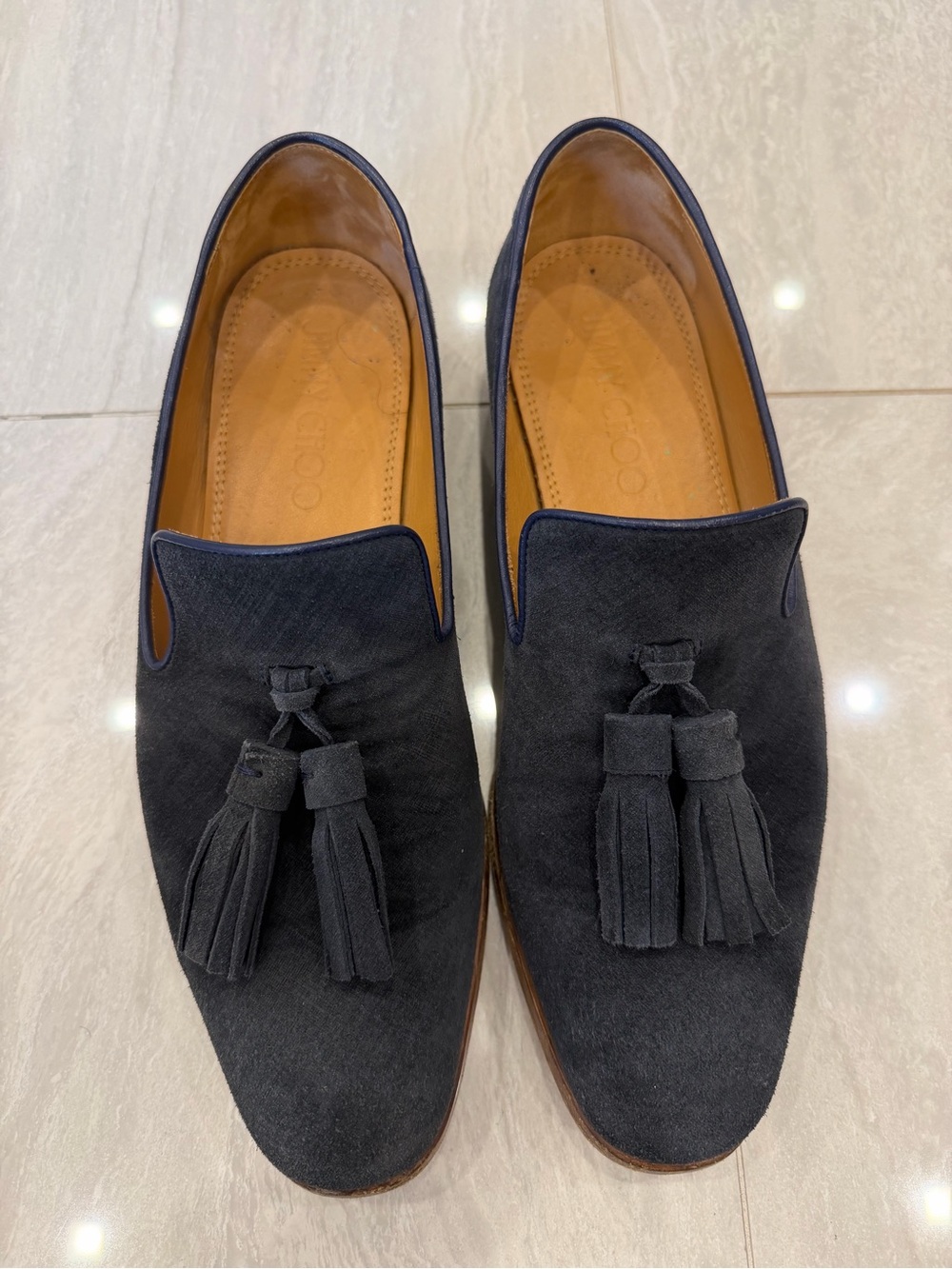 Jimmy Choo Black Suede Tassel Loafers